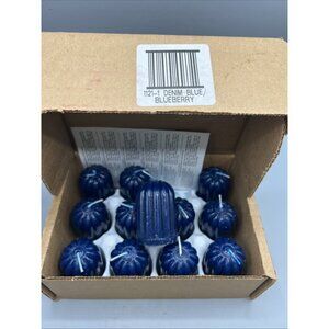 Vtg Home Interiors Votive Candles Denim Blue / Blueberry 2" Box of 12 #1121-1